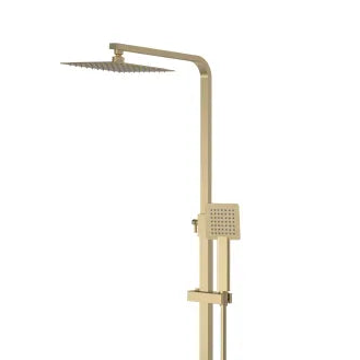 Nuie Choice Square Bar Mixer Valve Shower & Rigid Riser Kit - Brushed Brass