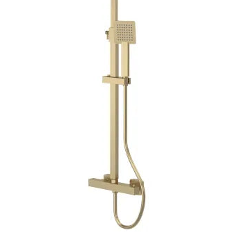 Nuie Choice Square Bar Mixer Valve Shower & Rigid Riser Kit - Brushed Brass