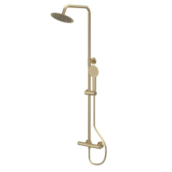 Nuie Choice Bar Mixer Valve Shower & Rigid Riser Kit - Brushed Brass