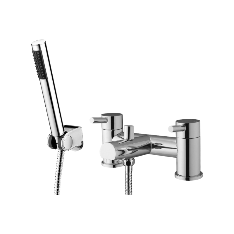 Lanzo Chrome Bath Filler Tap with Shower Mixer Kit