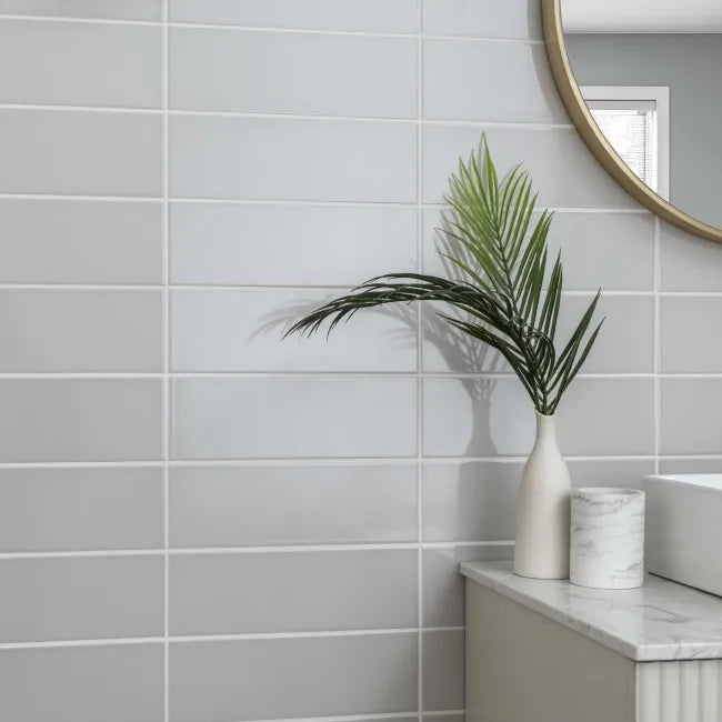 Bricks Light Grey Gloss 300x100mm Tiles