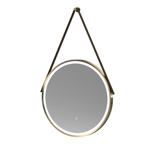 Salana 600mm Round Illuminated Mirror - Brushed Brass