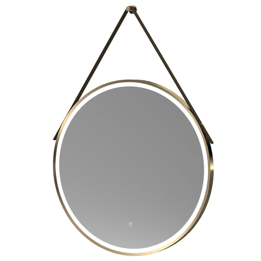 Salana 800mm Round Illuminated Mirror - Brushed Brass