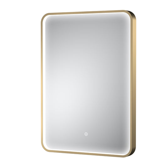 Pictor Brushed Brass Frame LED Mirror - 700 x 500mm