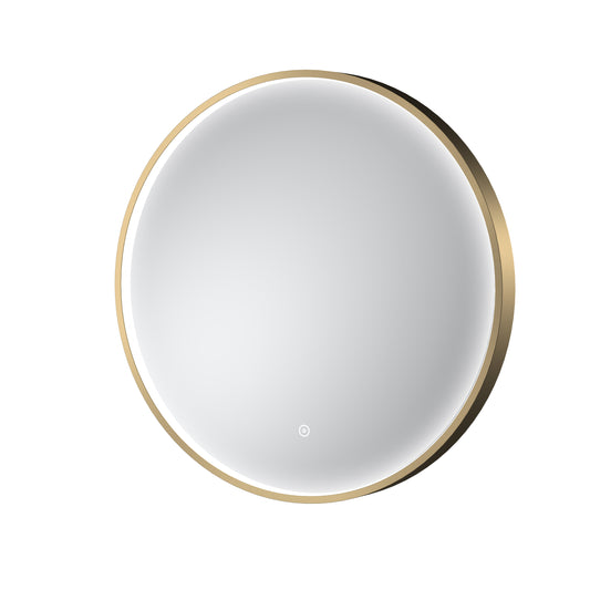 nuie brushed brass frame led mirror 600mmlq742, Nuie, Framed LED Touch Sensor Mirrors, Illuminated Bathroom Mirror, Mirrors, Round Mirrors, 1
