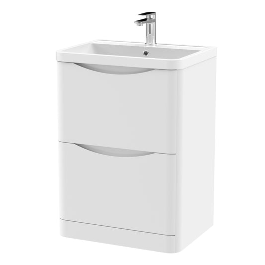 nuie 600mm floor standing 2 drawer vanity polymarble basinlun101, Nuie, Sink Vanity Unit, Basin Unit, 1