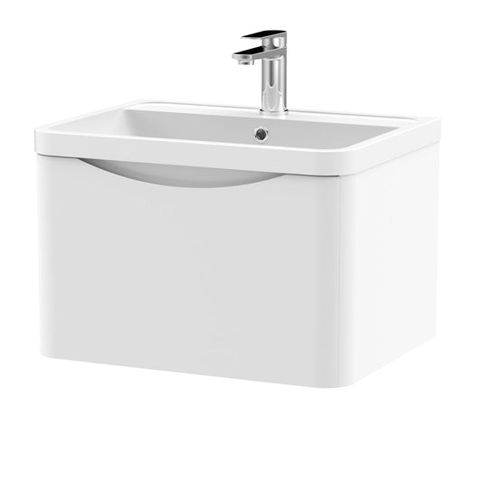 nuie 600mm wall hung 1 drawer vanity polymarble basinlun105, Nuie, Wall Hung Vanity Unit, 1