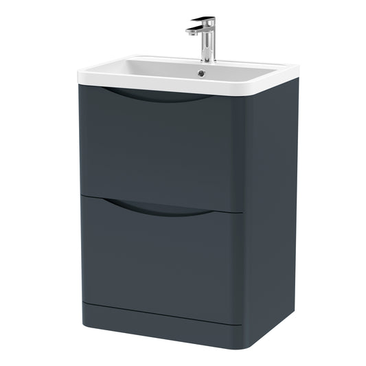 nuie 600mm floor standing 2 drawer vanity polymarble basinlun1401, Nuie, Sink Vanity Unit, Basin Unit, 1