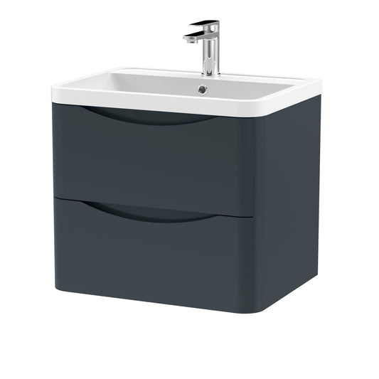 nuie 600mm wall hung 2 drawer vanity polymarble basinlun1402, Nuie, Wall Hung Vanity Unit, 1