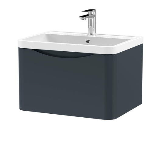 nuie 600mm wall hung 1 drawer vanity polymarble basinlun1405, Nuie, Wall Hung Vanity Unit, 1
