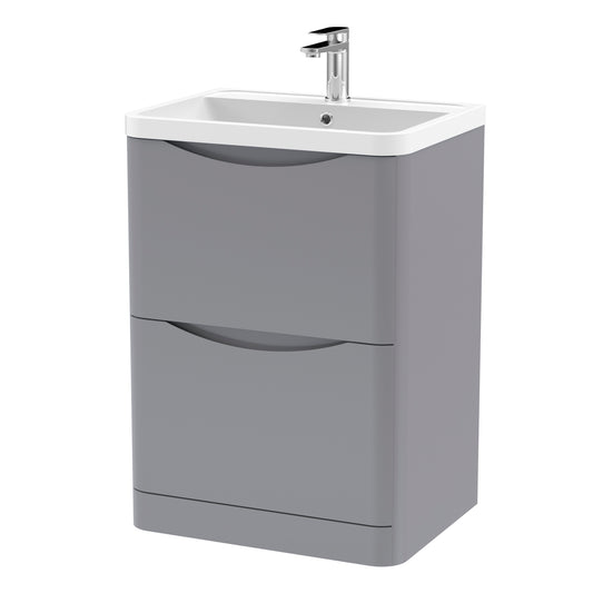 nuie 600mm floor standing 2 drawer vanity polymarble basinlun201, Nuie, Sink Vanity Unit, Basin Unit, 1