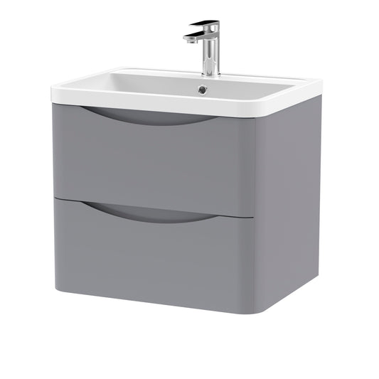 nuie 600mm wall hung 2 drawer vanity polymarble basinlun202, Nuie, Wall Hung Vanity Unit, 1