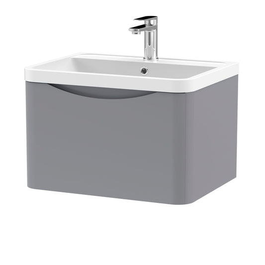 nuie 600mm wall hung 1 drawer vanity polymarble basinlun205, Nuie, Wall Hung Vanity Unit, 1
