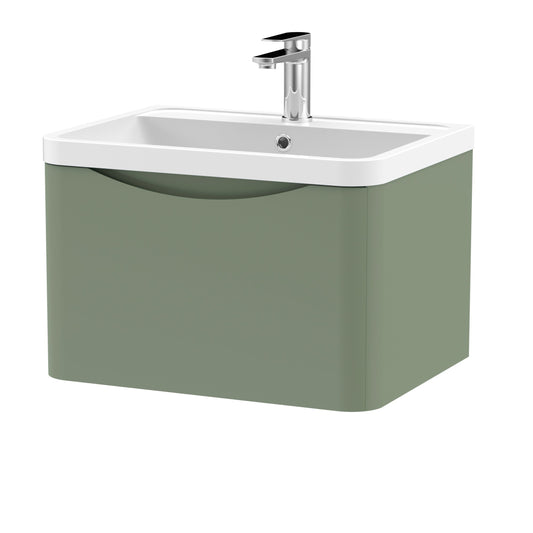 nuie 600mm wall hung 1 drawer vanity polymarble basinlun805, Nuie, Wall Hung Vanity Unit, 1