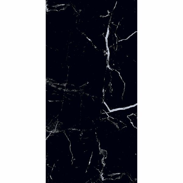 Genova Black Polished Marble Effect Tiles 300x600mm