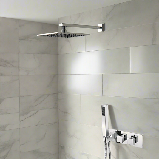 mattia square shower pack twin two outlet handset brass overhead shower, Alessio, Mixer Showers, Shower Valves, Showers, 1