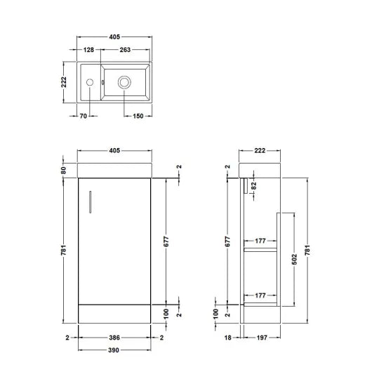 Nuie Vault 400mm Anthracite Woodgrain Floor Standing Vanity & Basin