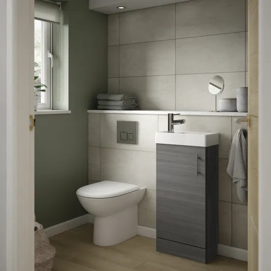 Nuie Vault 400mm Anthracite Woodgrain Floor Standing Vanity & Basin