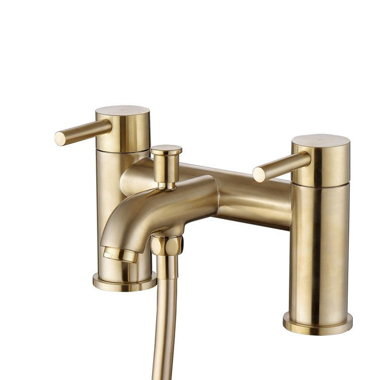 Montel Brushed Brass Bath Filler Tap with Shower Mixer Kit