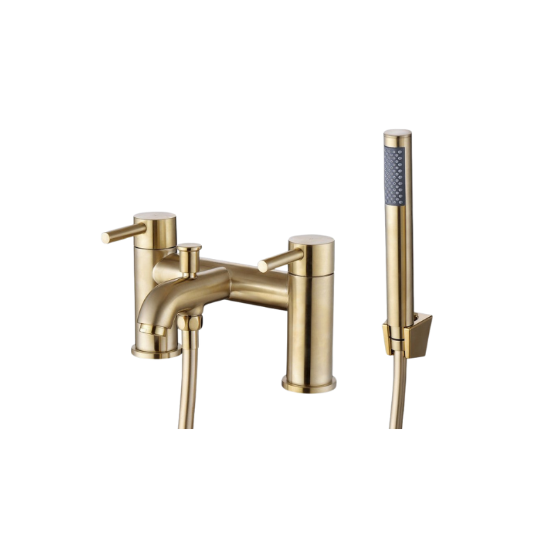 Montel Brushed Brass Bath Filler Tap with Shower Mixer Kit