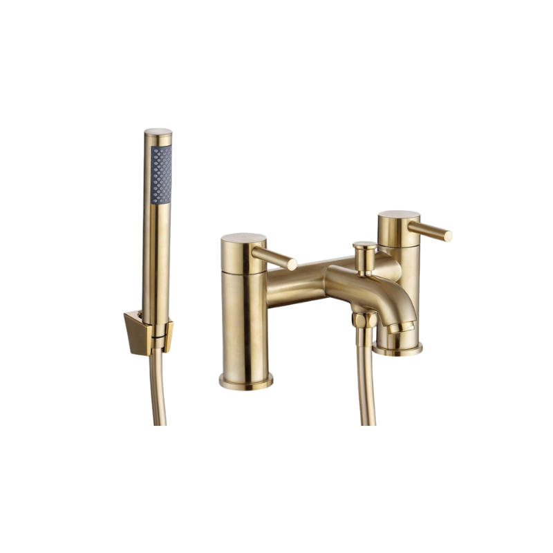 Montel Brushed Brass Bath Filler Tap with Shower Mixer Kit