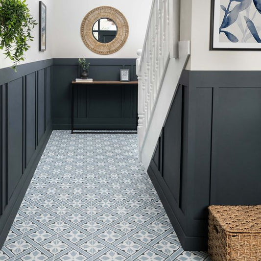 nkr tulip marine blue tiles 450x450mm, Decor Tiles, Floor Tiles, Patterned Tiles, Porcelain Tiles, Wall Tiles, Blue Tiles, 1
