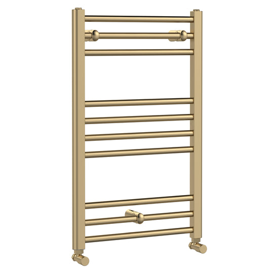 Nuie Round Straight Towel Radiator 800x500mm -Brushed Brass