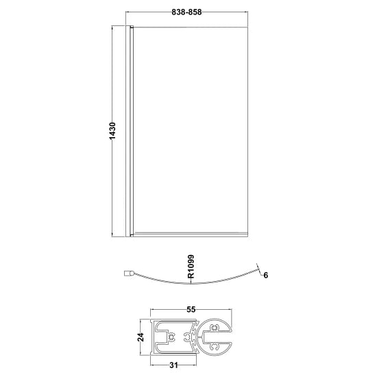 Nuie Curved Bath Screen