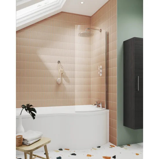 Nuie P' Curved Bath Screen (5mm Glass)