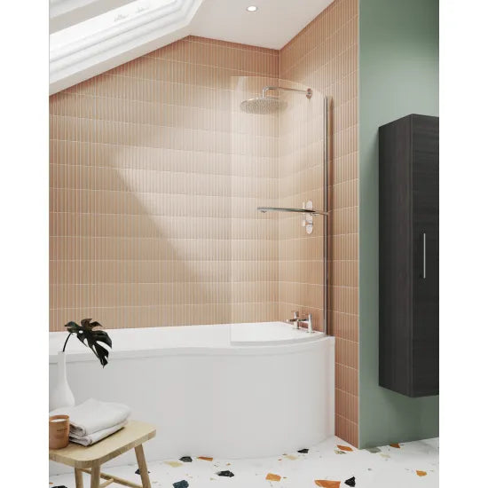 Nuie Curved P-Bath Screen with Rail