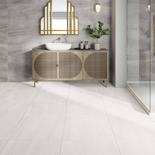 New Pietra White Rectified Stone Effect Tiles 600X600mm
