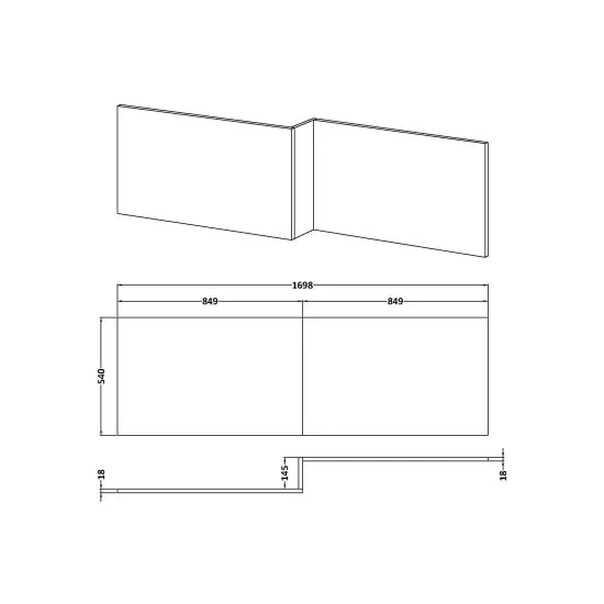 Nuie 1700mm Offset Side Panel Waterproof
