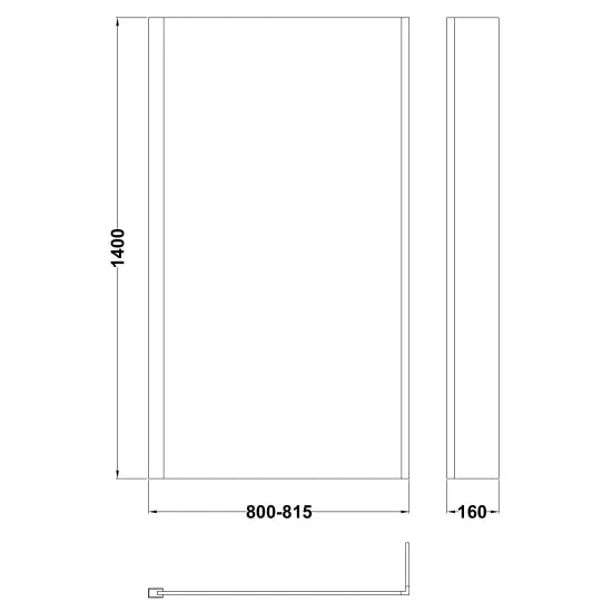 Nuie Square Fixed Bath Screen with Fixed Return - 6mm