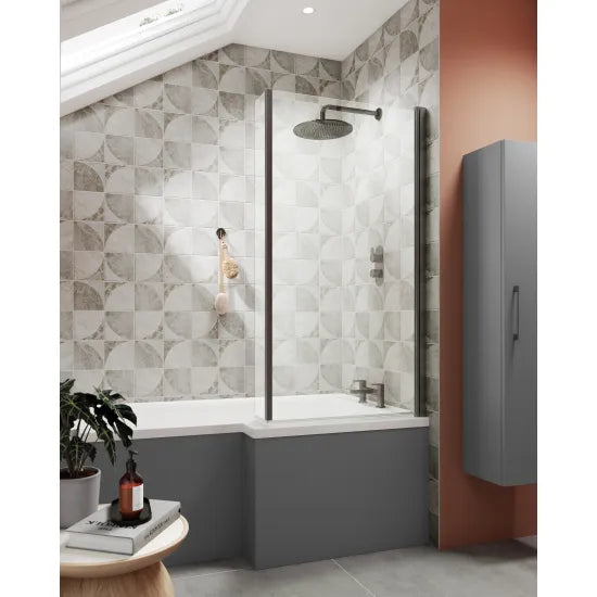 Nuie Square Fixed Bath Screen with Fixed Return - 6mm