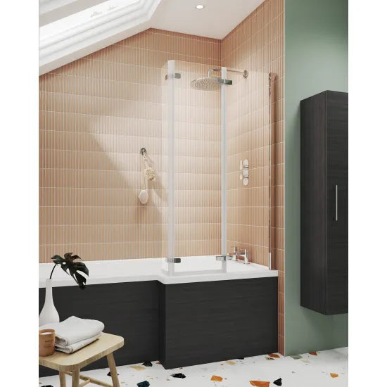 Nuie L-Shaped Bath Screen Double Hinged