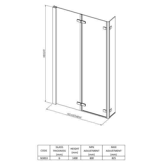 Nuie L-Shaped Bath Screen Double Hinged