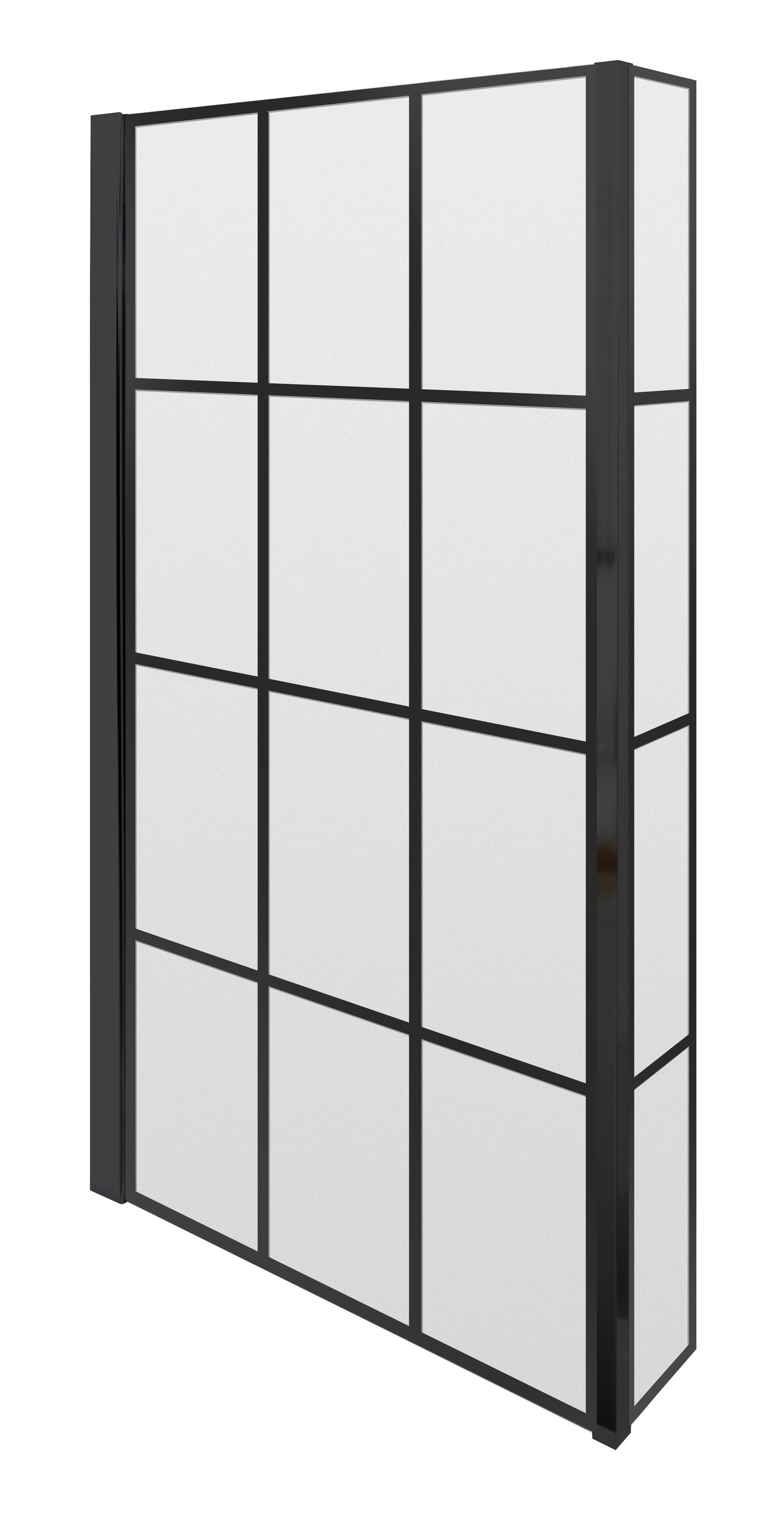 Nuie Square Black Framed Bath Screen With Fixed Return