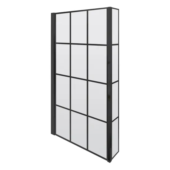 Nuie Square Black Framed Bath Screen With Fixed Return