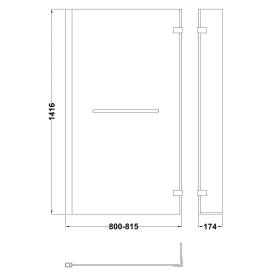 Nuie L-Shaped Bath Screen Hinged With Rail