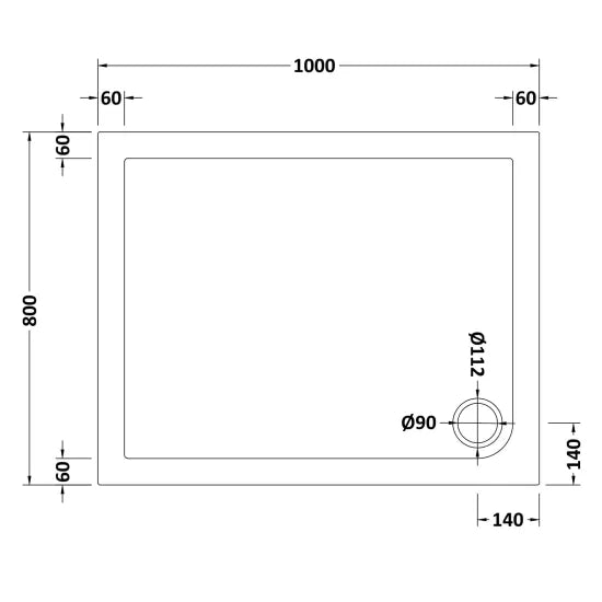 Nuie Slip Resistant Rectangular Shower Tray 1000 x 800mm