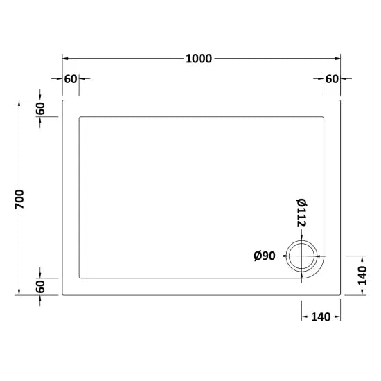 Nuie Slip Resistant Rectangular Shower Tray 1000 x 700mm