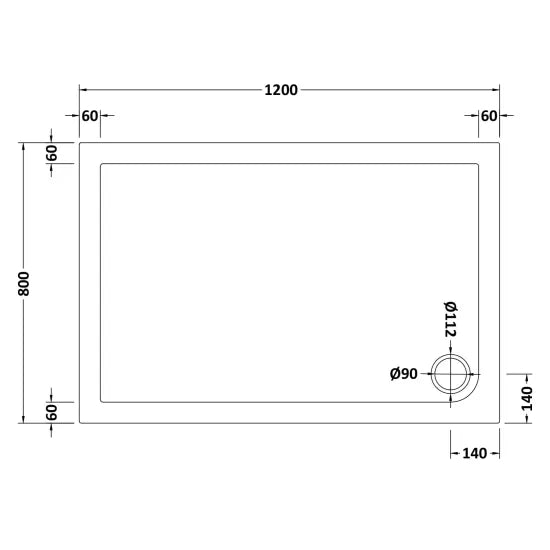 Nuie Slip Resistant Rectangular Shower Tray 1200 x 800mm