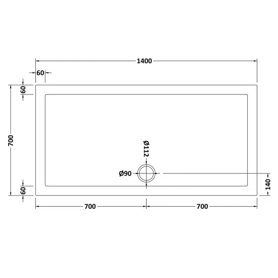 Nuie Slip Resistant Rectangular Shower Tray 1400 x 700mm