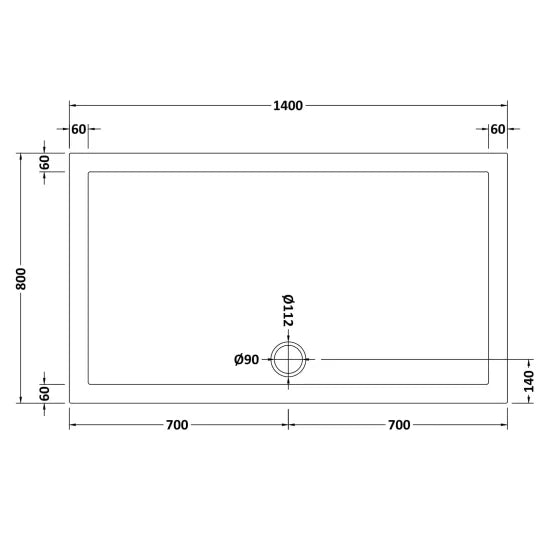 Nuie Slip Resistant Rectangular Shower Tray 1400 x 800mm