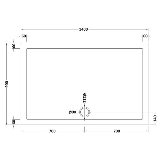 Nuie Slip Resistant Rectangular Shower Tray 1400 x 900mm