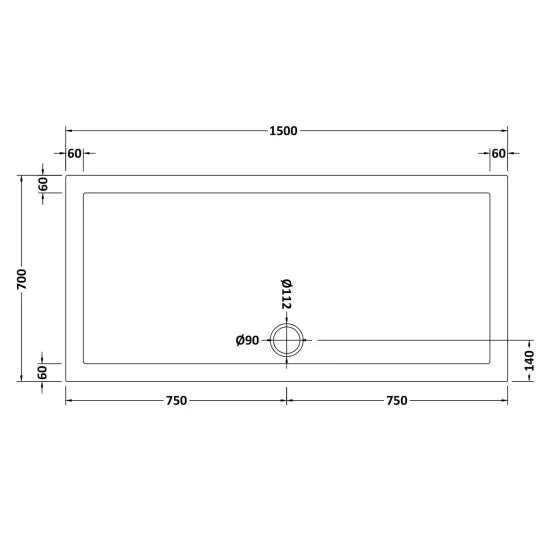 Nuie Slip Resistant Rectangular Shower Tray 1500 x 700mm