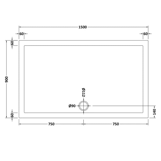 Nuie Slip Resistant Rectangular Shower Tray 1500 x 900mm