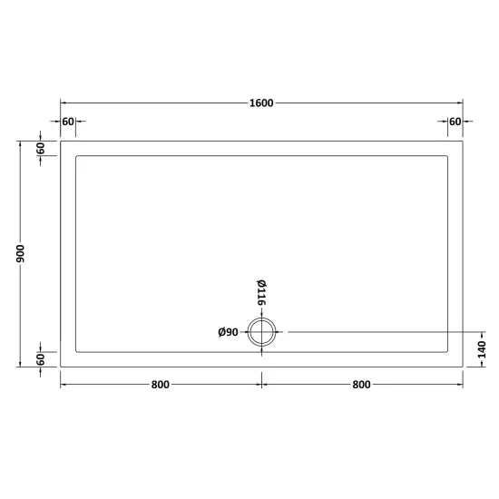 Nuie Slip Resistant Rectangular Shower Tray 1600 x 900mm