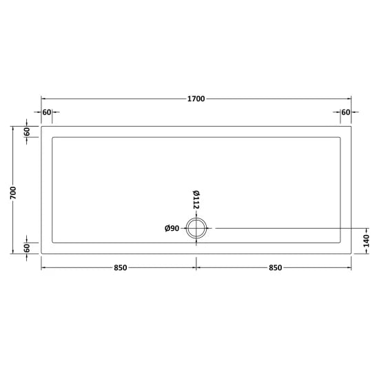 Nuie Slip Resistant Rectangular Shower Tray 1700 x 700mm