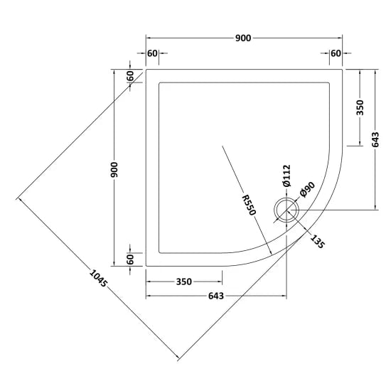 Nuie Slip Resistant Quadrant Shower Tray 900 x 900mm